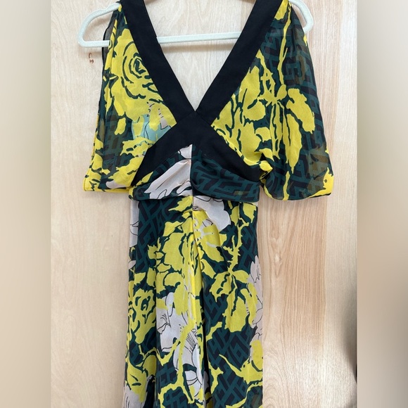 Diane Von Furstenberg Yellow and Black Floral Midi Dress - Picture 9 of 14